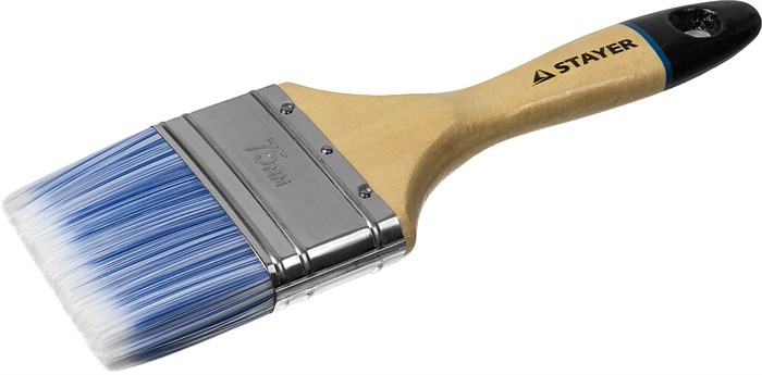 STAYER AQUA 75 мм, 3″ искусственная щетина, деревянная ручка для воднодисперсионных и акриловых ЛКМ, Плоская кисть, EURO (01062-075) - фото 494715