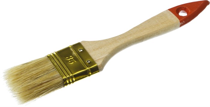 ЗУБР УНИВЕРСАЛ 38 мм, 1,5″ светлая натуральная щетина деревянная ручка, плоская кисть, ОПТИМА (01099-038) - фото 494819