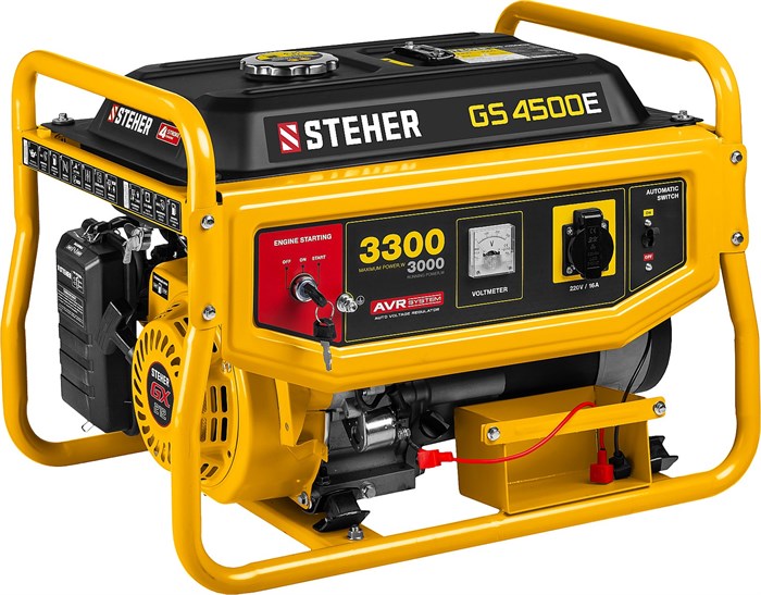 STEHER 3300 Вт, бензиновый генератор с электростартером (GS-4500E) - фото 496310
