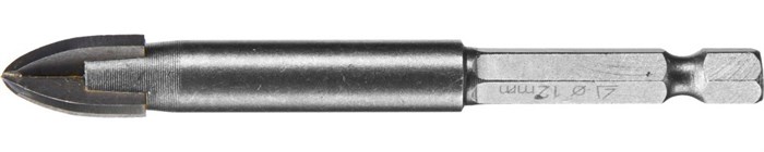 STAYER 12 мм, 4х кромка, HEX 1/4, Сверло по стеклу и кафелю (2985-12) - фото 500653