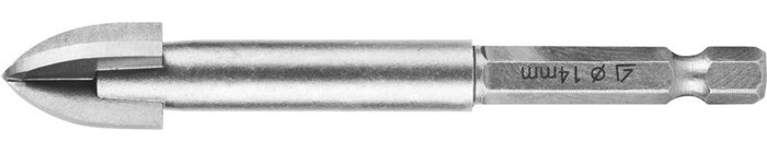 STAYER 14 мм, 4х кромка, HEX 1/4, Сверло по стеклу и кафелю (2985-14) - фото 500655