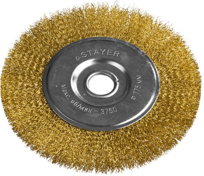 STAYER 175 мм, витая латунированная стальная проволока, 0.3 мм, Щетка дисковая, PROFESSIONAL (35122-175) - фото 501919