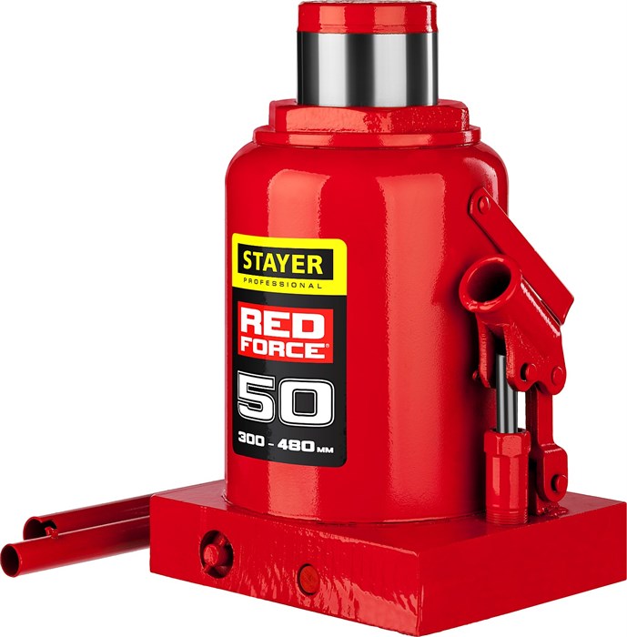 STAYER RED FORCE, 50 т, 300 - 480 мм, бутылочный гидравлический домкрат, Professional (43160-50) - фото 502401