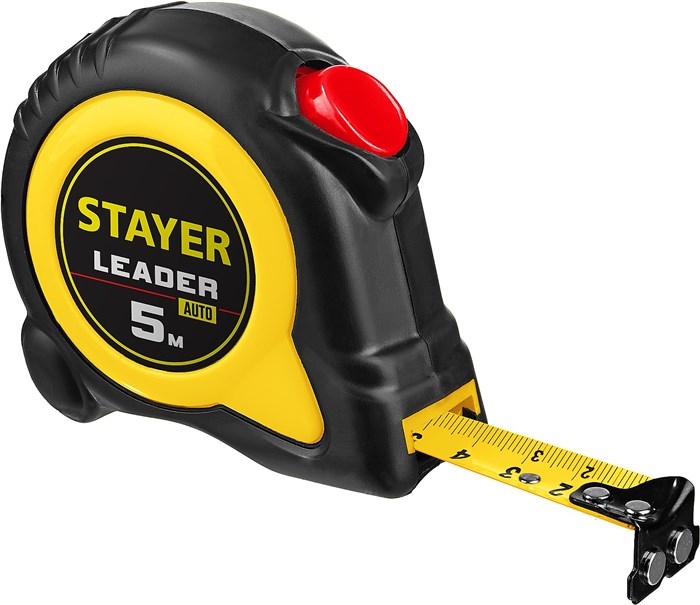 STAYER Leader, 5 м х 19 мм, рулетка с автостопом, Professional (3402-05-19) - фото 502879