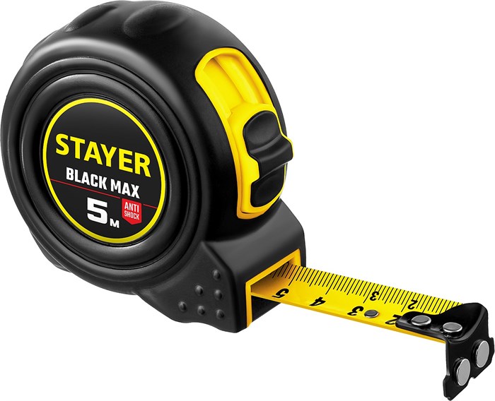 STAYER BlackMax, 5 м х 19 мм, рулетка с двумя фиксаторами, Professional (3410-05) - фото 502940