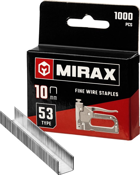 MIRAX тип 53 (A/10/JT21) 10 мм, 1000 шт, калибр 23GA, скобы для степлера (3153-10) - фото 504091