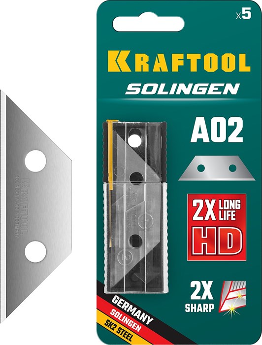 KRAFTOOL Solingen А02, 5 шт, трапециевидные лезвия (09627-S5) - фото 504809