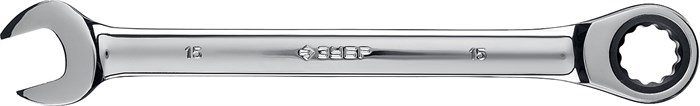 ЗУБР 15 мм, комбинированный трещоточный гаечный ключ, Профессионал (27074-15) - фото 506394