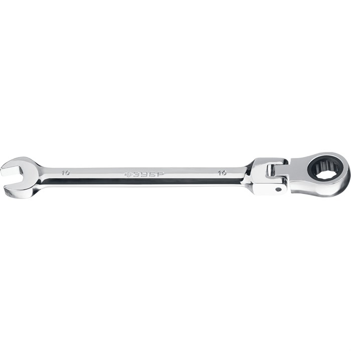 ЗУБР 10 мм, шарнирный трещоточный гаечный ключ, Профессионал (27101-10) - фото 506420
