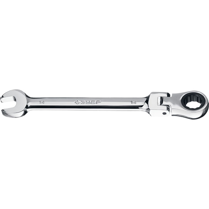 ЗУБР 14 мм, шарнирный трещоточный гаечный ключ, Профессионал (27101-14) - фото 506426