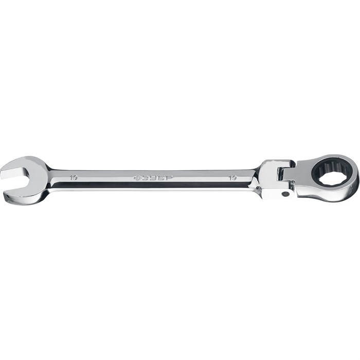 ЗУБР 19 мм, шарнирный трещоточный гаечный ключ, Профессионал (27101-19) - фото 506430