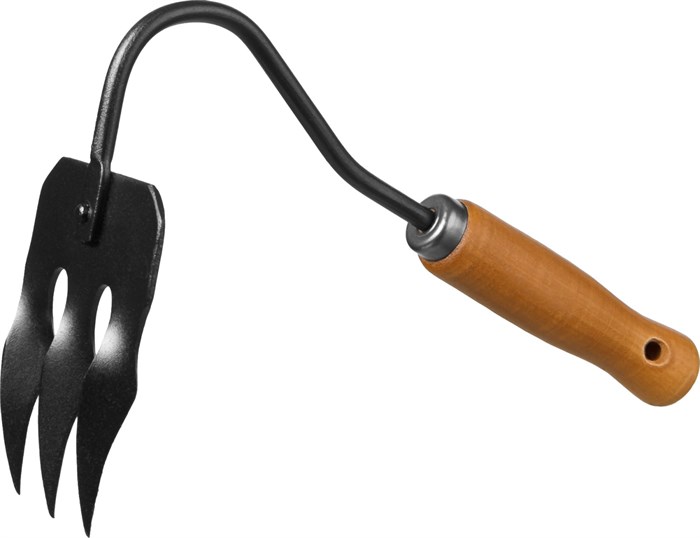 GRINDA ProLine 120х86х265 мм, 3-х зубые, деревянная ручка, грабли-рыхлитель (421514) - фото 509915