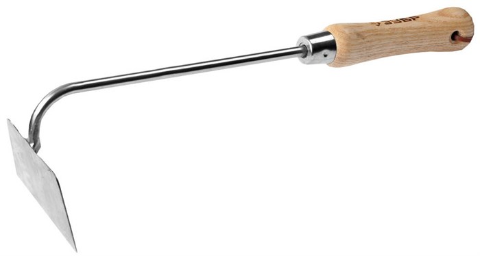 ЗУБР нержавеющая сталь, деревянная ручка, трапециевидная, мотыжка (4-39468) - фото 509933