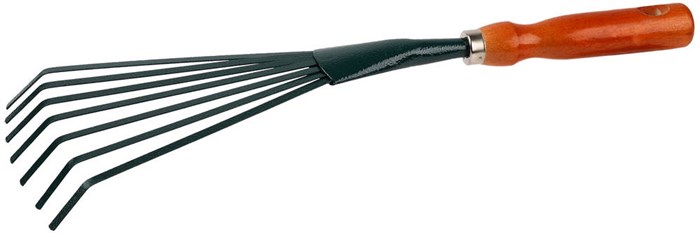 GRINDA 390 мм, углеродистая сталь, с плоскими зубцами, деревянная ручка, веерные грабельки (8-421253) - фото 509958