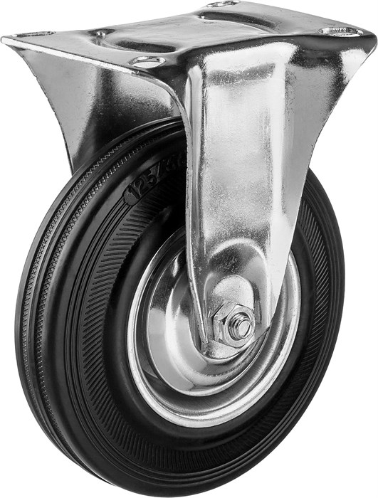 ЗУБР d=125 мм, г/п 100 кг, игольчатый подшипник, неповоротное колесо резина/металл, Профессионал (30936-125-F) - фото 511577
