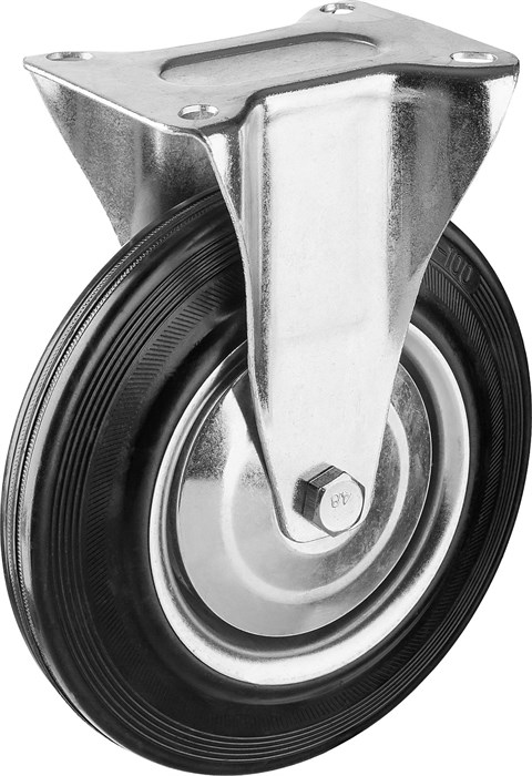 ЗУБР d=200 мм, г/п 185 кг, игольчатый подшипник, неповоротное колесо резина/металл, Профессионал (30936-200-F) - фото 511581