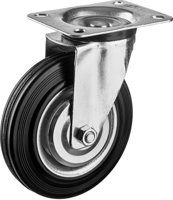 ЗУБР d=160 мм, г/п 145 кг, игольчатый подшипник, поворотное колесо резина/металл, Профессионал (30936-160-S) - фото 511589