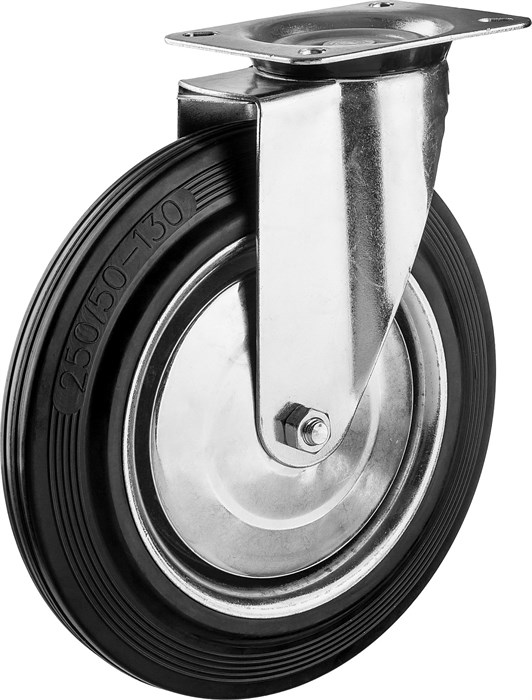 ЗУБР d=250 мм, г/п 210 кг, игольчатый подшипник, поворотное колесо резина/металл, Профессионал (30936-250-S) - фото 511593