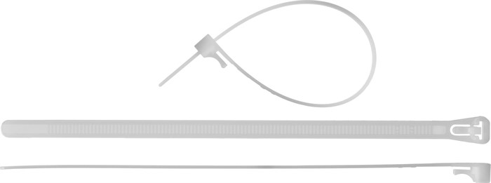 ЗУБР КСР-Б1 7.5 x 150 мм, нейлон РА66, кабельные стяжки разъемные белые, 100 шт, Профессионал (309240-75-150) - фото 514618