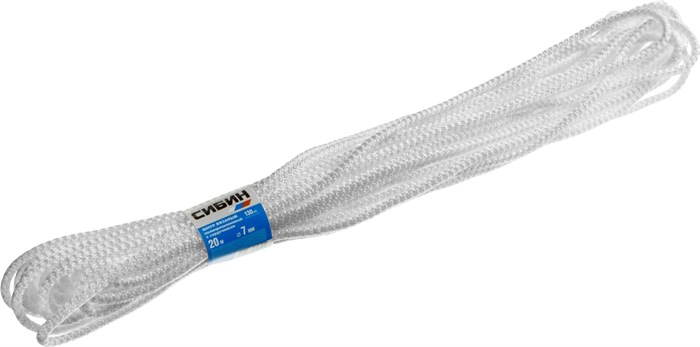 СИБИН 7 мм, 20 м, вязаный, с сердечником, белый, полипропиленовый шнур (50257) - фото 515341