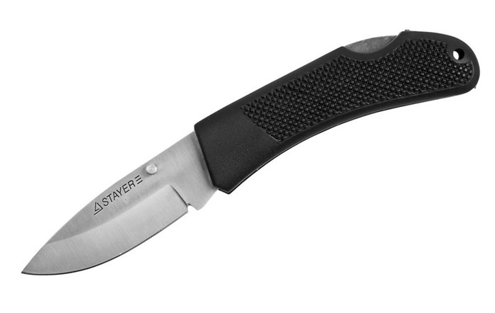 STAYER 75 мм, средний, с обрезиненной ручкой, складной нож (47600-1) - фото 515501