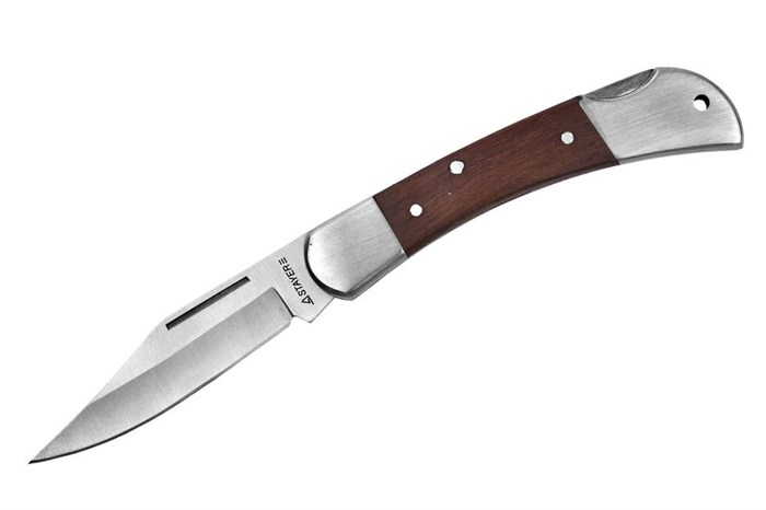 STAYER 82 мм, средний, с деревянными вставками, складной нож (47620-1) - фото 515504