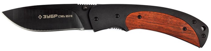 ЗУБР Норд 190 мм, лезвие 80 мм, металлическая рукоятка с деревянными вставками, складной нож (47708) - фото 515512