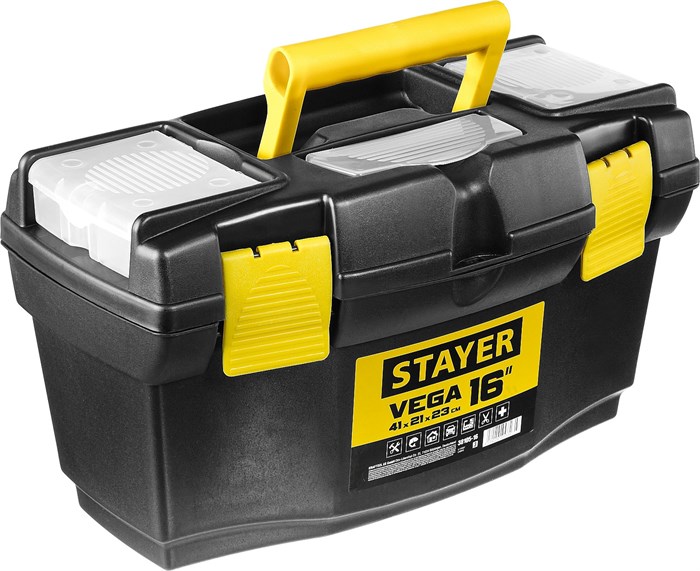 STAYER VEGA-16, 410 x 210 x 230 мм, (16″), пластиковый ящик для инструментов (38105-16) - фото 515822