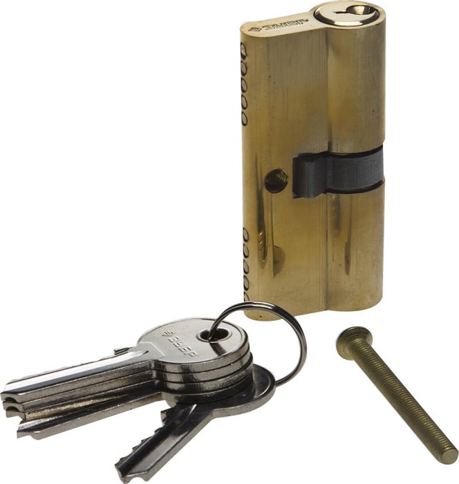 ЗУБР 60 мм, цвет латунь, 5-PIN, тип ключ-ключ, цилиндровый механизм (52101-60-1) - фото 516075