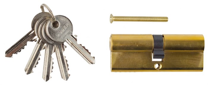 ЗУБР 80 мм, цвет латунь, 5-PIN, тип ключ-ключ, цилиндровый механизм (52101-80-1) - фото 516077