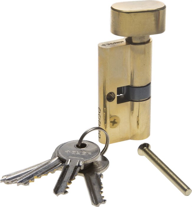 ЗУБР 60 мм, цвет латунь, 5-PIN, тип ключ-защелка, цилиндровый механизм (52103-60-1) - фото 516078