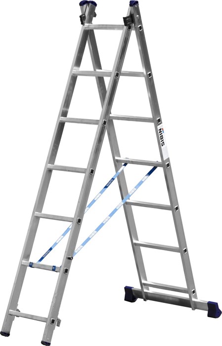 СИБИН 7 ступеней, со стабилизатором, алюминиевая, двухсекционная лестница (38823-07) - фото 516196
