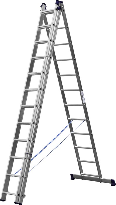 СИБИН 12 ступеней, со стабилизатором, алюминиевая, трехсекционная лестница (38833-12) - фото 516224