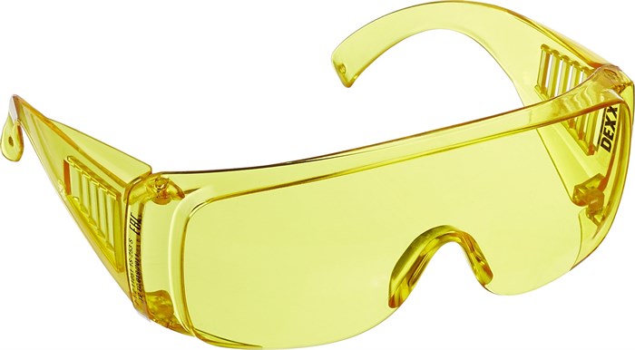 DEXX жёлтые, широкая монолинза с дополнительной боковой защитой и вентиляцией, открытого типа, защитные очки (11051) - фото 518300