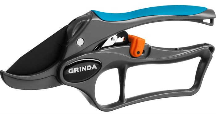 GRINDA P-33, 200 мм, закаленная сталь, с храповым механизмом, алюминиевые рукоятки с эфесом, контактный секатор, PROLine (423433) - фото 518770