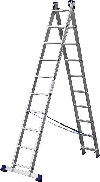 СИБИН, 10 ступеней, со стабилизатором, алюминиевая, Двухсекционная лестница (38823-10) - фото 518914