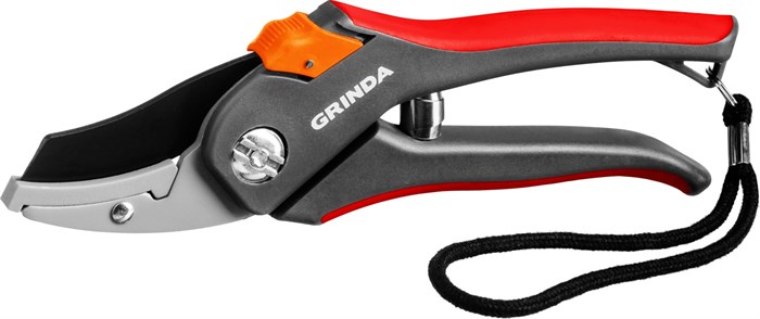 GRINDA G-28, 205 мм, углеродистая сталь, закаленные лезвия, тефлоновое покрытие, двухкомпонентные рукоятки, контактный секатор (8-423203) - фото 519211