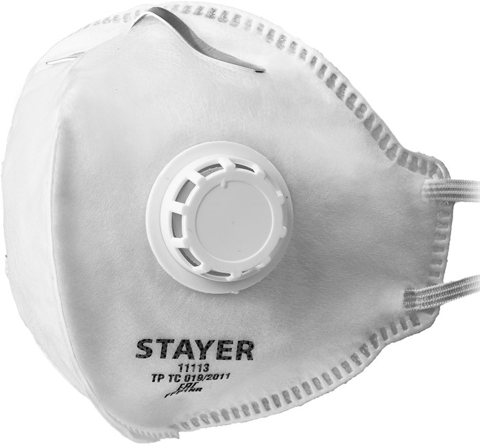 STAYER FV-80 класс защиты FFP1, плоская, с клапаном выдоха, фильтрующая полумаска (11113) - фото 521570