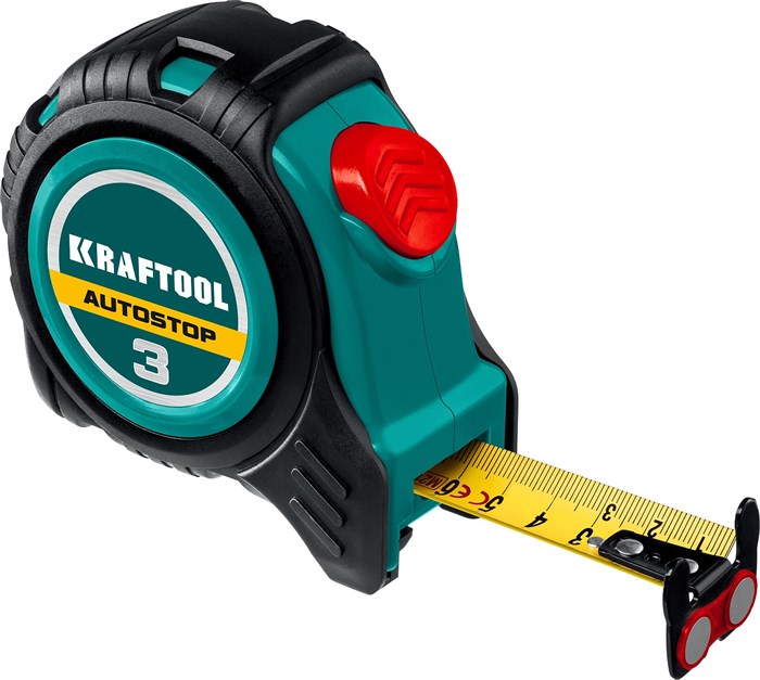 KRAFTOOL AutoStop, 3 м х 16 мм, профессиональная рулетка с автостопом (3412-3-16) - фото 521719