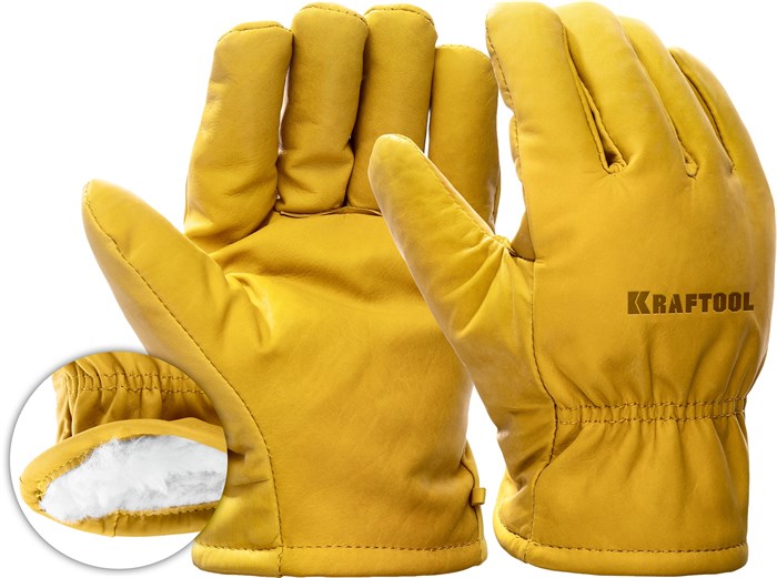 KRAFTOOL EXTREM WINTER от мех. воздействий, XL, утеплённые, кожаные перчатки (1137-XL) - фото 532400