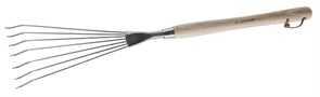 ЗУБР 290 х 120 х 605 мм, 7 круглых зубцов, нержавеющая сталь, деревянная ручка, веерные грабельки (4-39475)