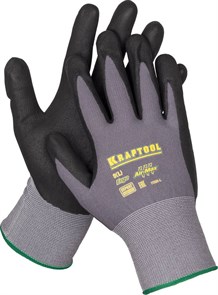KRAFTOOL эластичные, для точных работ, размер L, перчатки с покрытием из вспененного нитрила (11285-L)