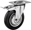 ЗУБР d=160 мм, г/п 145 кг, игольчатый подшипник, поворотное колесо c тормозом резина/металл, Профессионал (30936-160-B) - фото 511571