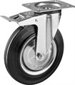 ЗУБР d=200 мм, г/п 185 кг, игольчатый подшипник, поворотное колесо c тормозом резина/металл, Профессионал (30936-200-B) - фото 511573