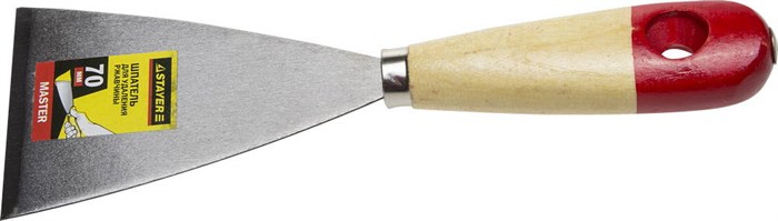 STAYER MAXFlat 70 мм, усиленное стальное полотно деревянная ручка, Шпатель для удаления ржавчины, MASTER (1002-70) - фото 495648