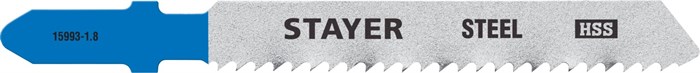 STAYER T118B, T-хвост., HSS сталь, по металлу толщ. 2-6мм, шаг зуба 2мм, (12TPI), раб. длина 50мм, 2шт, Полотна для лобзика, Professional (15993-1.8) - фото 497319