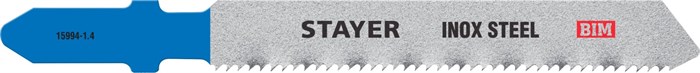 STAYER T118AF, T-хвост., Bi-Metal, по металлу толщиной 1,5-3мм, шаг зуба 1,4мм, раб. длина 50мм, 2шт, Полотна для лобзика (15994-1.4) - фото 497327
