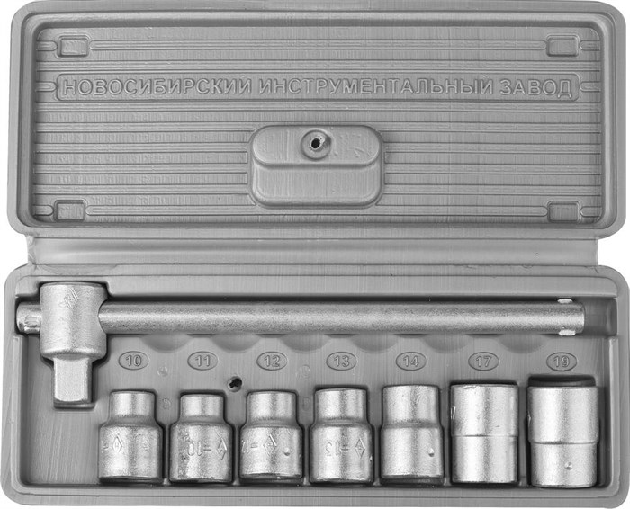 НИЗ Шоферский инструмент №1, 8 предм., 1/2″, набор торцовых головок в пластиковом кейсе (2761-10) - фото 507178