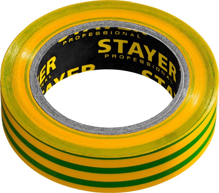 STAYER Protect-10 15 мм х 10 м желто-зеленая не поддерживает горение, Изоляционная лента ПВХ (12291-S) - фото 508727