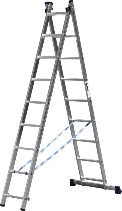 СИБИН 9 ступеней, со стабилизатором, алюминиевая, двухсекционная лестница (38823-09) - фото 516199